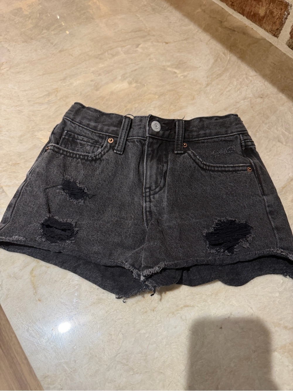 Old Navy Black Distressed Denim Girls Shorts